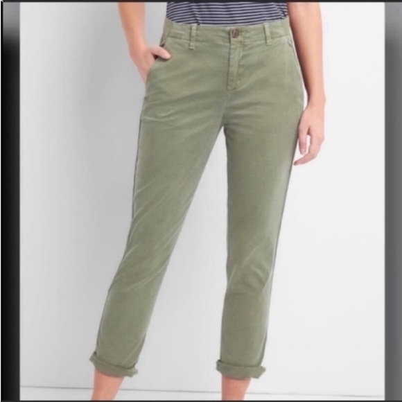 Gap Girl Friend Chino Green Pants Casual Career Work Size 4 - Picture 8 of 10